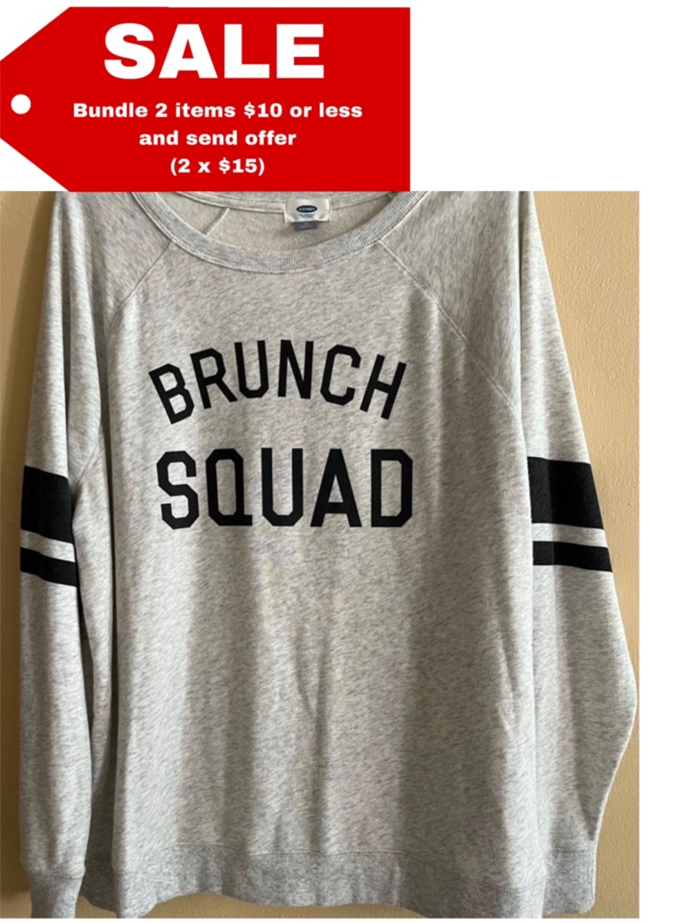Old Navy Gray 'Brunch Squad' Women's Long Sleeve Sweater
